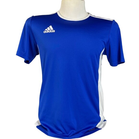 Adidas Shirt Mens Small Blue Soccer Short Sleeves Activewear - Picture 1 of 13